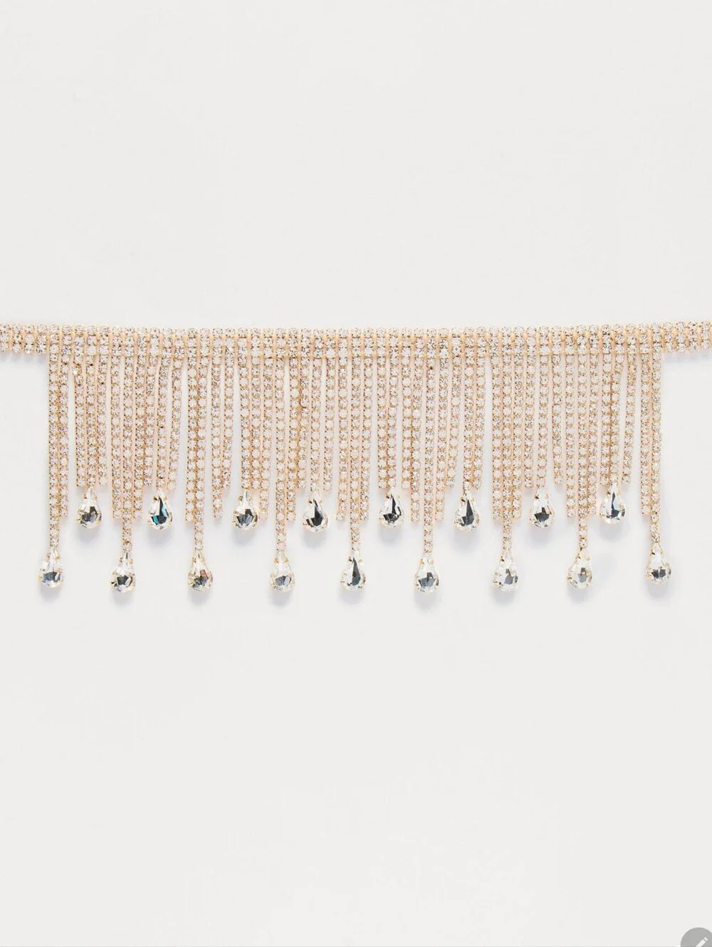 Fashion Nova Draped Choker Rhinestone Chain Necklace - Gold